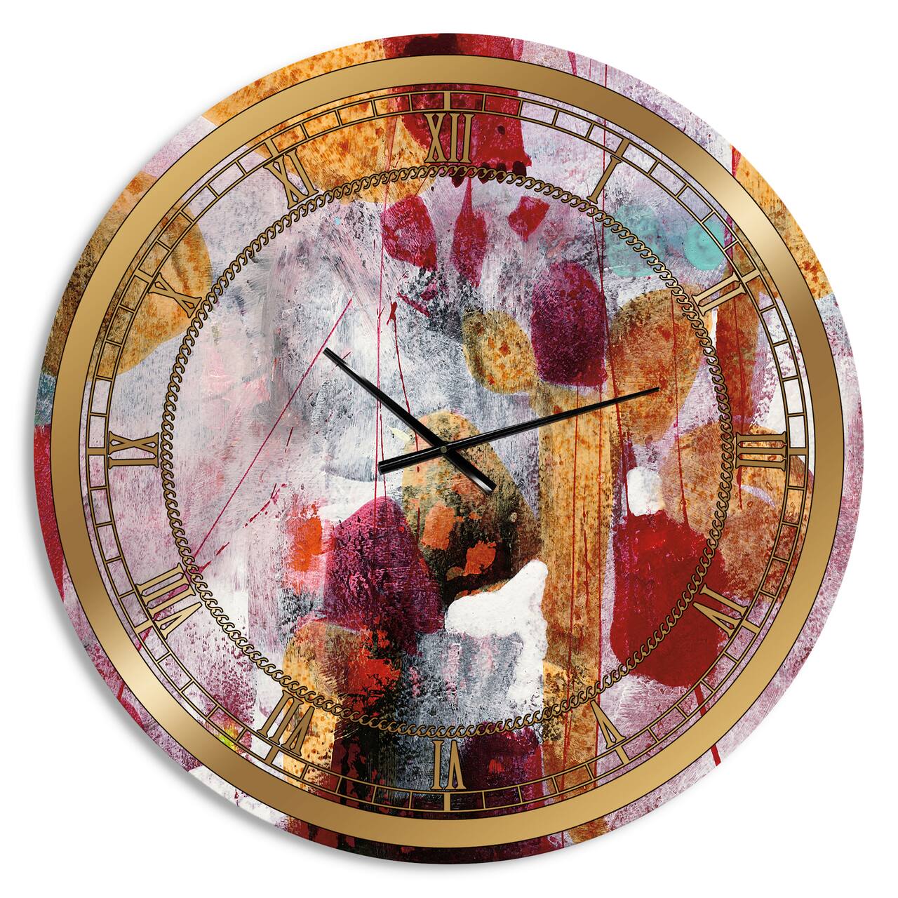 Designart 'Abstract Watercolor With Red And Yellow Glam Wall Clock